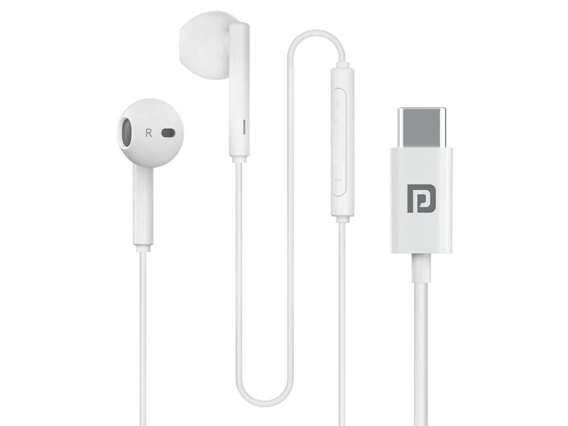 Portronics Conch Theta C, Type C Audio Jack, Unique Earbuds Design, 14.2mm Dynamic Driver, TPE Anti Tangle Material - White