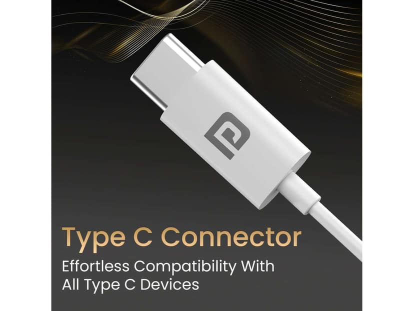 Portronics Conch Theta C, Type C Audio Jack, Unique Earbuds Design, 14.2mm Dynamic Driver, TPE Anti Tangle Material - White view 2