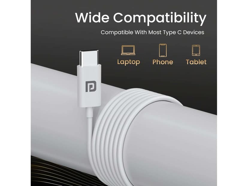Portronics Conch Theta C, Type C Audio Jack, Unique Earbuds Design, 14.2mm Dynamic Driver, TPE Anti Tangle Material - White view 3