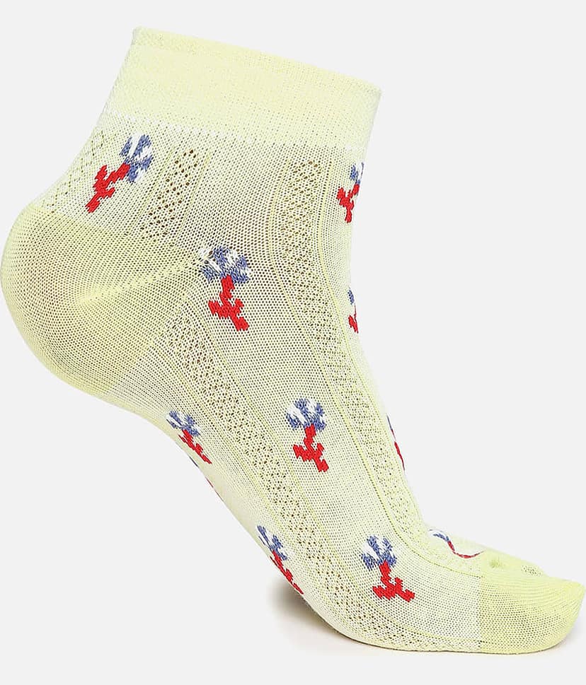 Kolor Fusion Cotton Blend Men's Printed Multicolor Ankle Length Socks ( Pack of 4 ) view 2