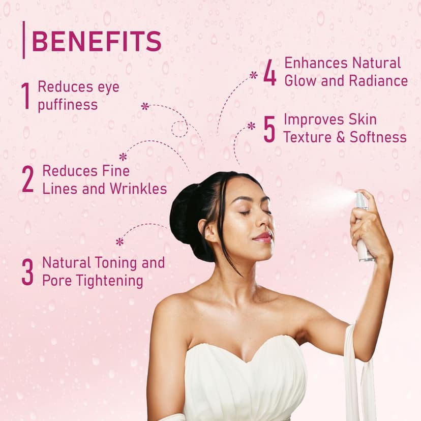 Raissa Rose Water Toner For Face| With 4D Hyaluronic Acid & 100% Pure Rose Extracts| Tightens Pores| Instantly Hydrates| Balances pH| Alcohol-Free| Non-Drying| Soft Spray| All Skin types| 100 ml view 4