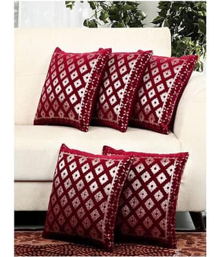 BELLA TRUE Set of 5 Velvet Cushion Covers 40X40 cm (16X16)