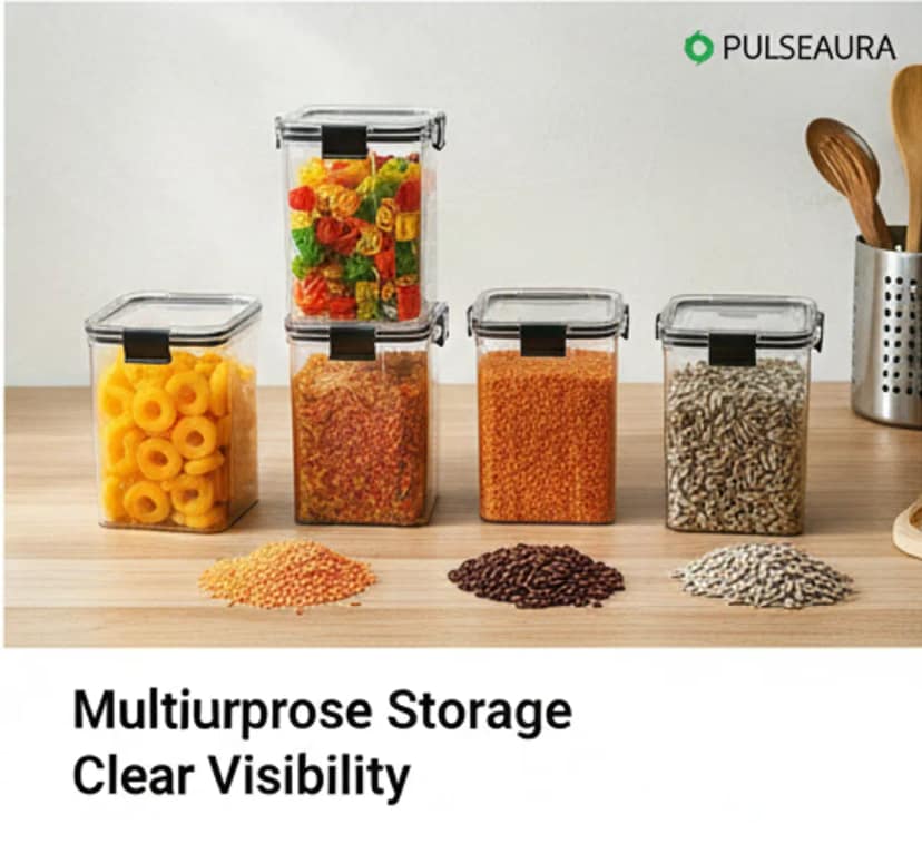 Pulseaura Multicolor Airtight Kitchen Plastic Container Set 1200 ML (Pack Of 2) view 2