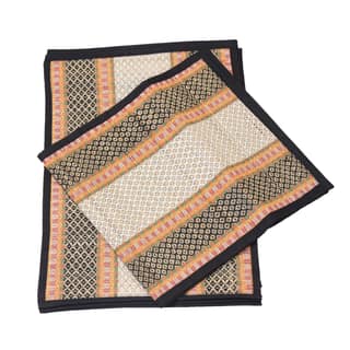 Elegant Handloom Table Mat Set - Premium Madhur Kathi & Cotton, Maroon - Perfect for Dining & Home Decor