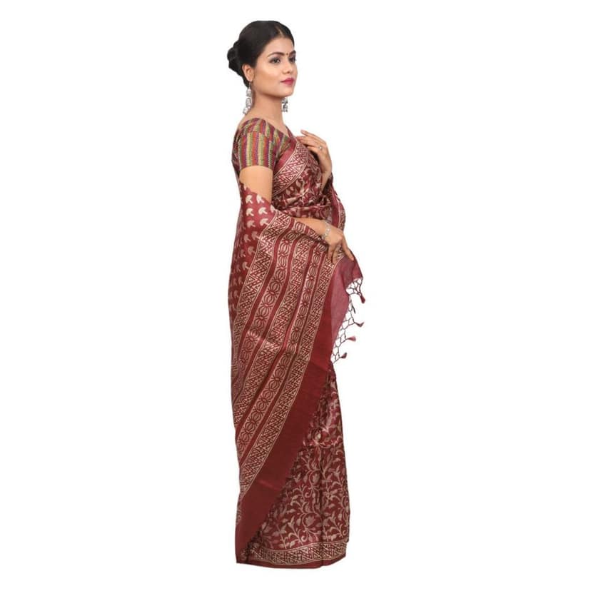 HANDLOOM KOSA SAREE WITH BLOUSE (SKU - 3H0212120422 SAREE- 224) view 2