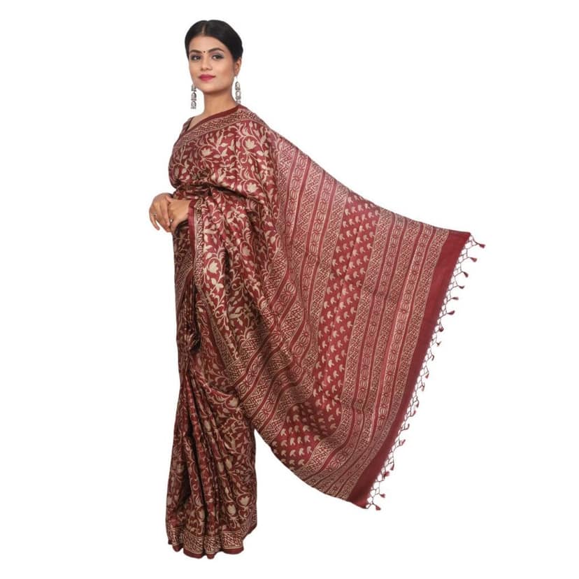 HANDLOOM KOSA SAREE WITH BLOUSE (SKU - 3H0212120422 SAREE- 224) view 3