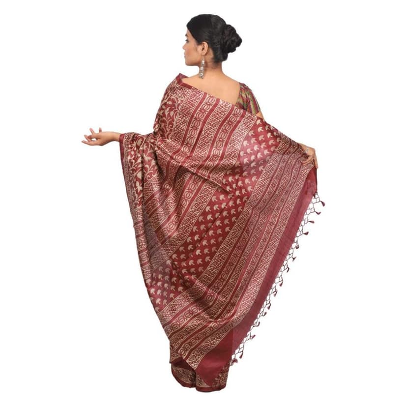 HANDLOOM KOSA SAREE WITH BLOUSE (SKU - 3H0212120422 SAREE- 224) view 4