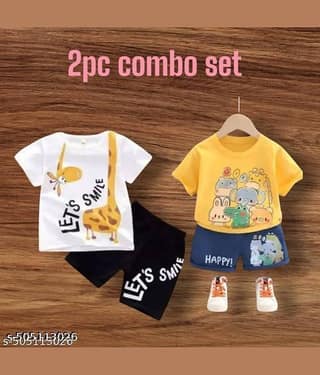 ODIMENT Pack of 2 Girls Cotton Blend T-shirt & Shorts ( Multicolor )