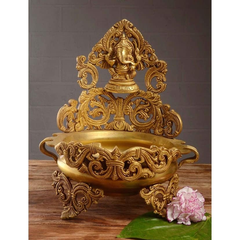 Brass Flower Urli - Elegant Handcrafted Bowl, Diameter : 8 Inch (BSMAS1212 A) view 2