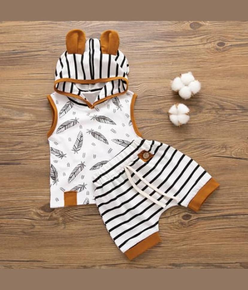 CUTEVIBE Pack of 1 Unisex Cotton Blend T-Shirt & Shorts Set ( White )