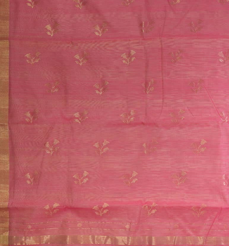 Handwoven Unstitched Chanderi 3 Piece Suit Set (Silk × Mercerized Cotton) view 2