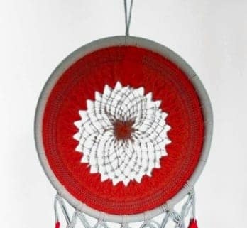 Handmade Red & White Dream Catcher Wall Hanging view 2
