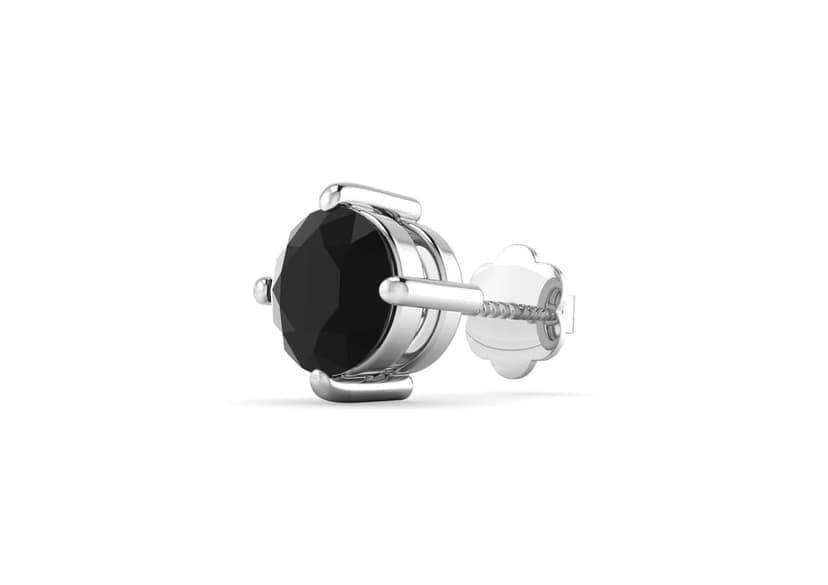 Black Round Solitaire Men's Ear Stud (1 Pc Only)