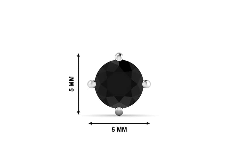 Black Round Solitaire Men's Ear Stud (1 Pc Only) view 8