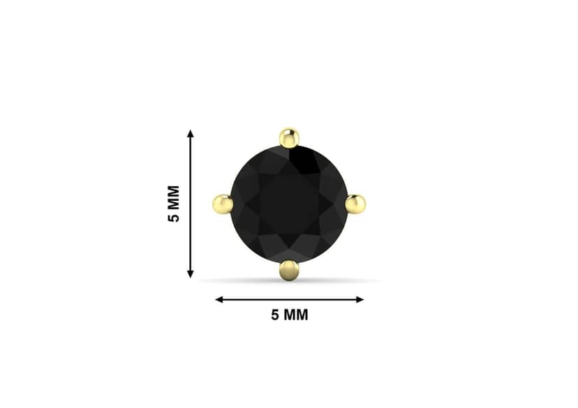 Black Round Solitaire Men's Ear Stud (1 Pc Only) view 9