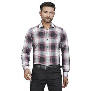 DUKUL Men's Long Sleeve Formal Checks Shirt | Regular Fit | Stylish & Comfortable | Soft Cotton | Machine Washable | Perfect for Business & Office