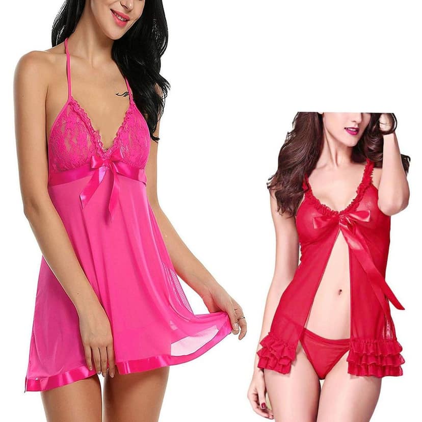 Net Babydoll Nightdress with panty combo pack 2 view 4