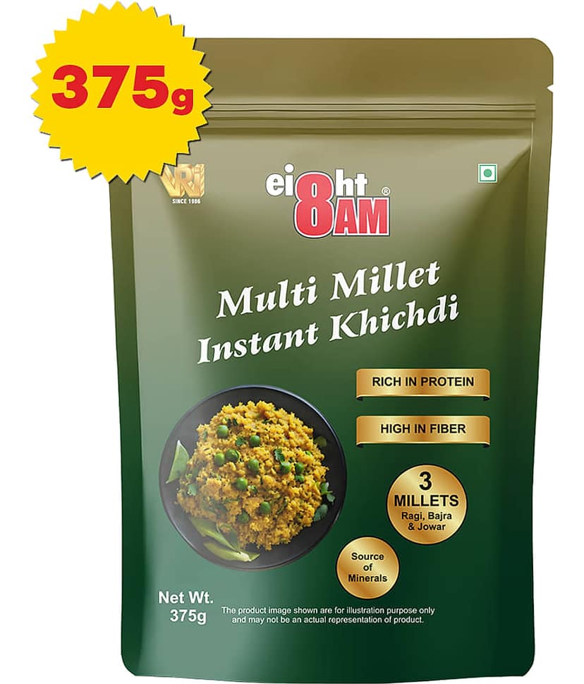 8AM Millet Instant Khichdi Flakes 375 gm Pack of 2
