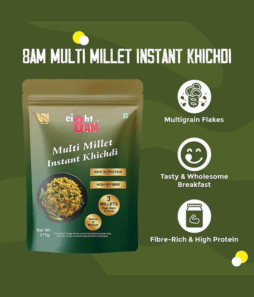 8AM Millet Instant Khichdi Flakes 375 gm Pack of 2 view 4