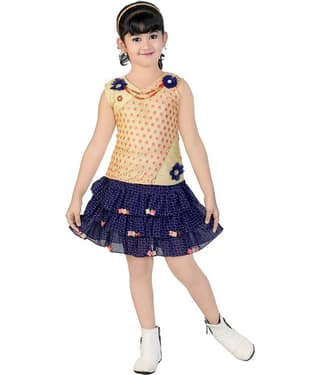 Zadmus Baby Girls Polyester Dresses ( Blue )