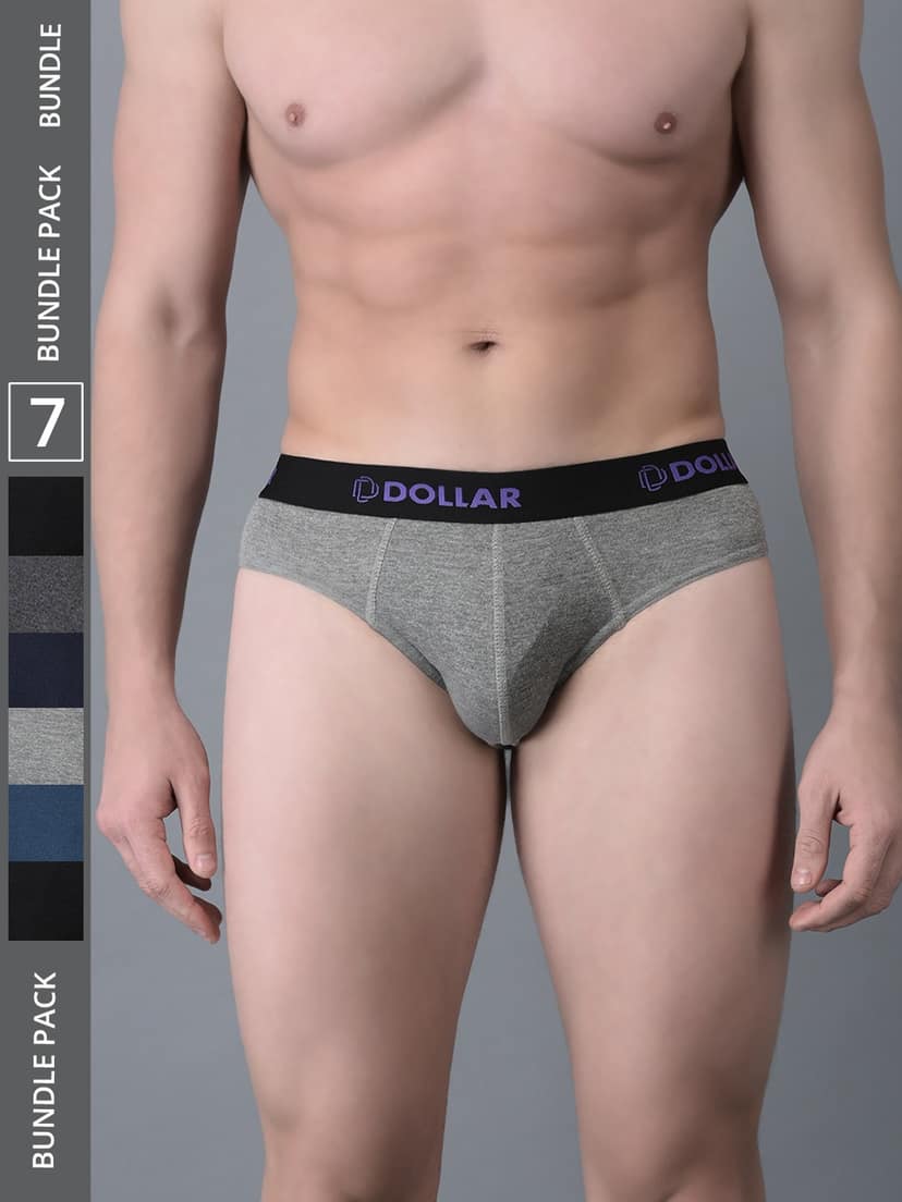 Men's Assorted Pack of 7 Cotton Superior Snug Fit Solid Brief