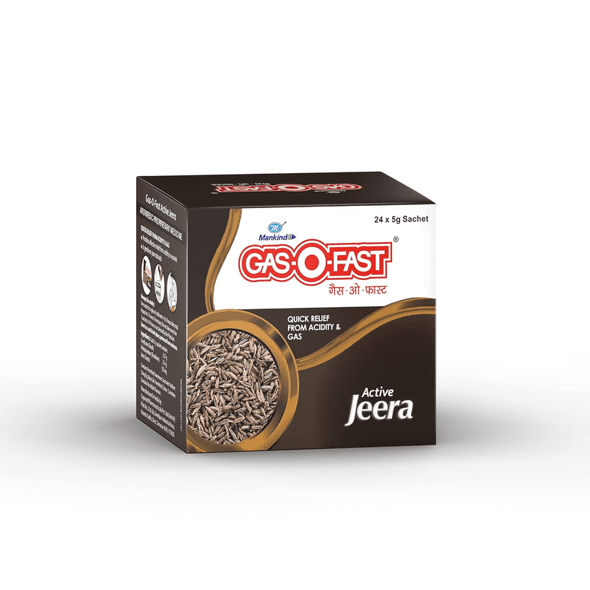 Mankind Gas-O-Fast For Relieving Acidity Active Jeera- 5 g Sachet (Pack of 24) view 2
