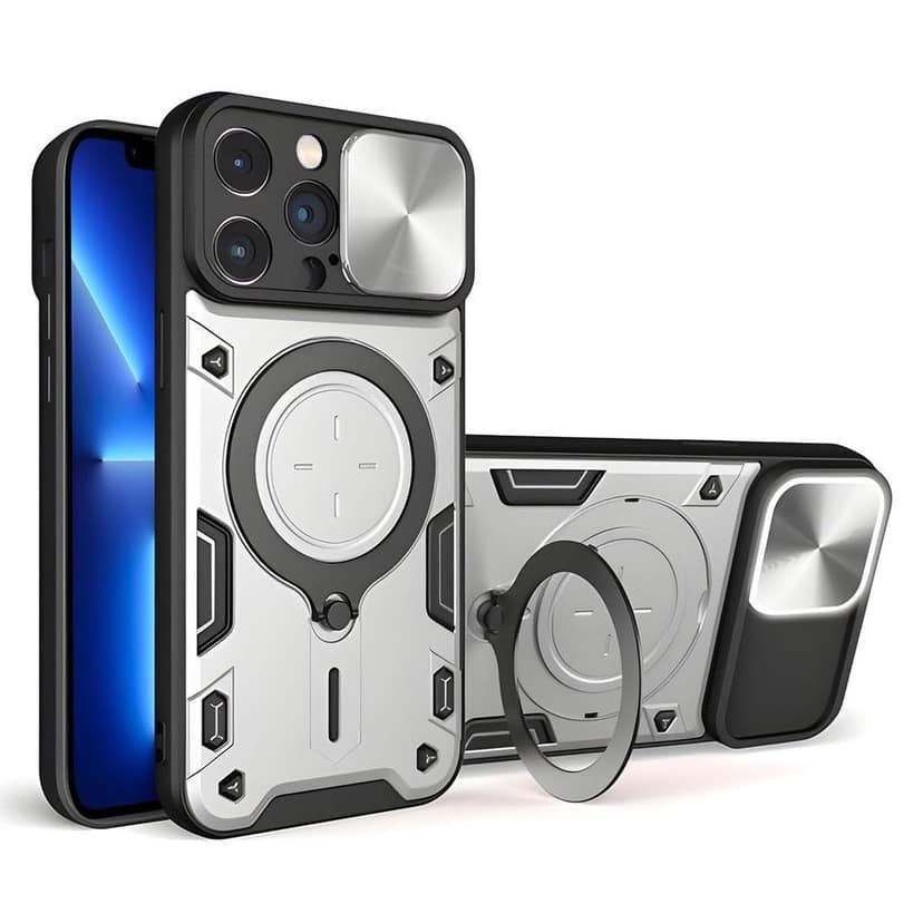LIRAMARK Case Cover Compatible with Apple iPhone 12 Pro (6.1 inch) with Stand & Slider Camera Military Grade Protection