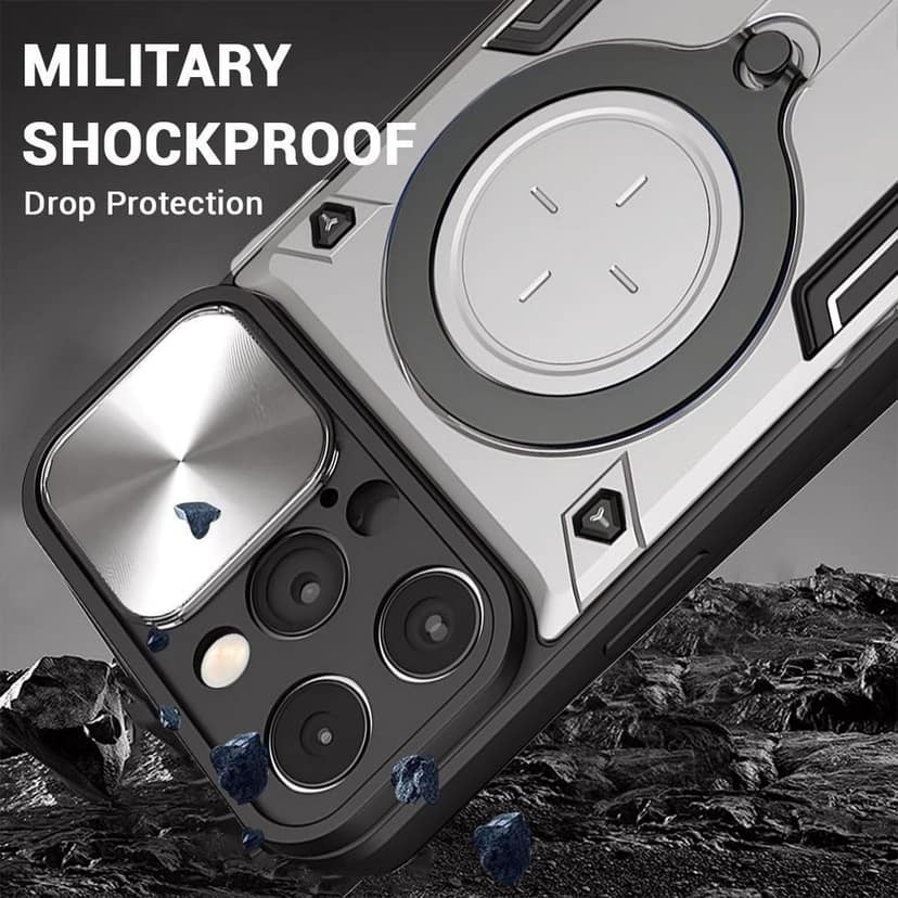 LIRAMARK Case Cover Compatible with Apple iPhone 12 Pro (6.1 inch) with Stand & Slider Camera Military Grade Protection view 3