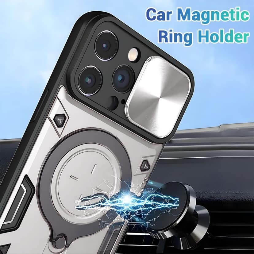 LIRAMARK Case Cover Compatible with Apple iPhone 12 Pro (6.1 inch) with Stand & Slider Camera Military Grade Protection view 4