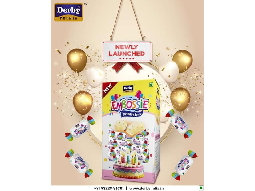 Derby Embossie Toffee, Birthday Special Toffees, Premium Toffee, Birthday Gift, Return gift, Anniversary Gift, Pack Of 1, 50PCS - 500g