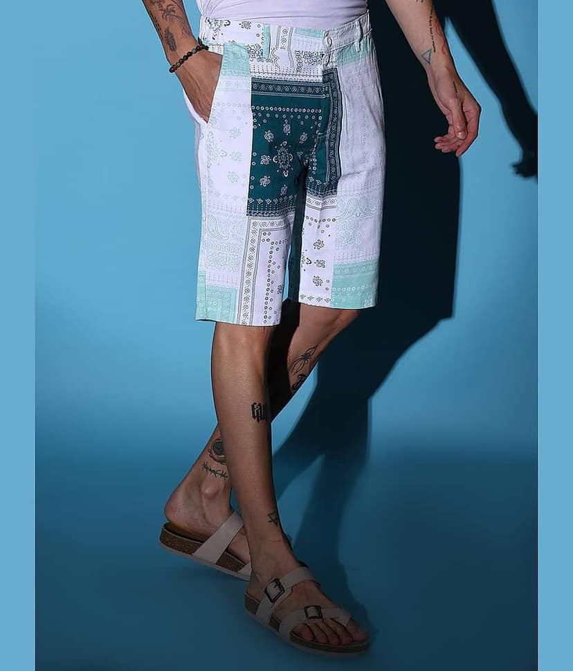 The Indian Garage Co. Mint Green Cotton Men's Shorts ( Pack of 1 ) view 2