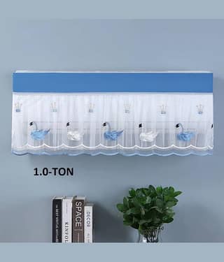 Sahaj Creation Single Poly-Cotton Blue AC Cover for 1 Ton Split AC