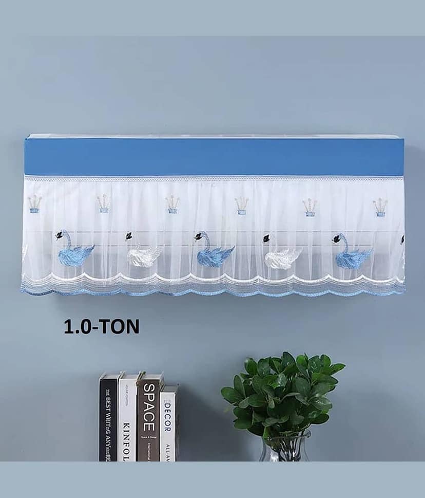 Sahaj Creation Single Poly-Cotton Blue AC Cover for 1 Ton Split AC
