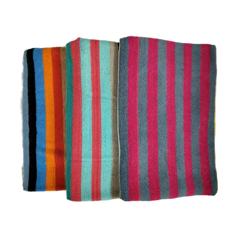 100% Cotton Multicolor Striped Bath Towel, 150 x 75 cm, 400 GSM, Ultra Soft Large Size view 3