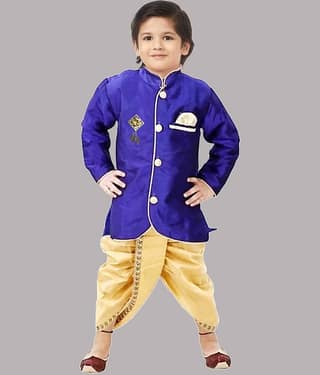 JCT DRESSES Boys Silk Black & Red Dhoti Kurta Set ( Pack of 1 )