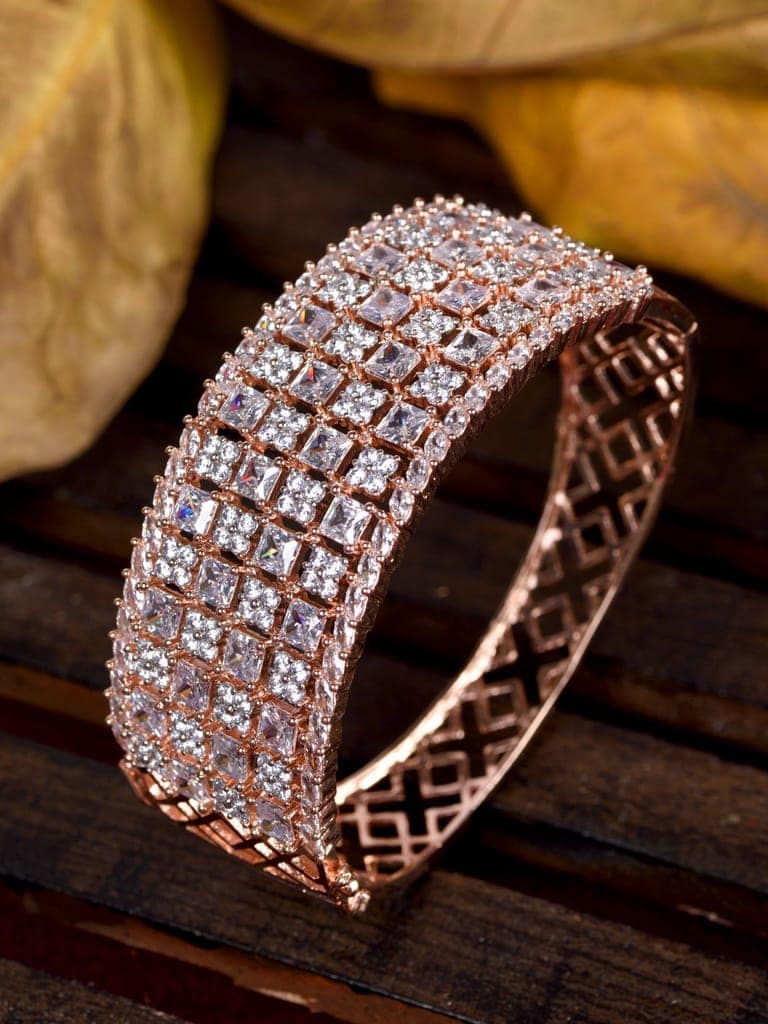 Rose Gold Plated White AD studded Handcrafted Contemporary Barcelet view 2