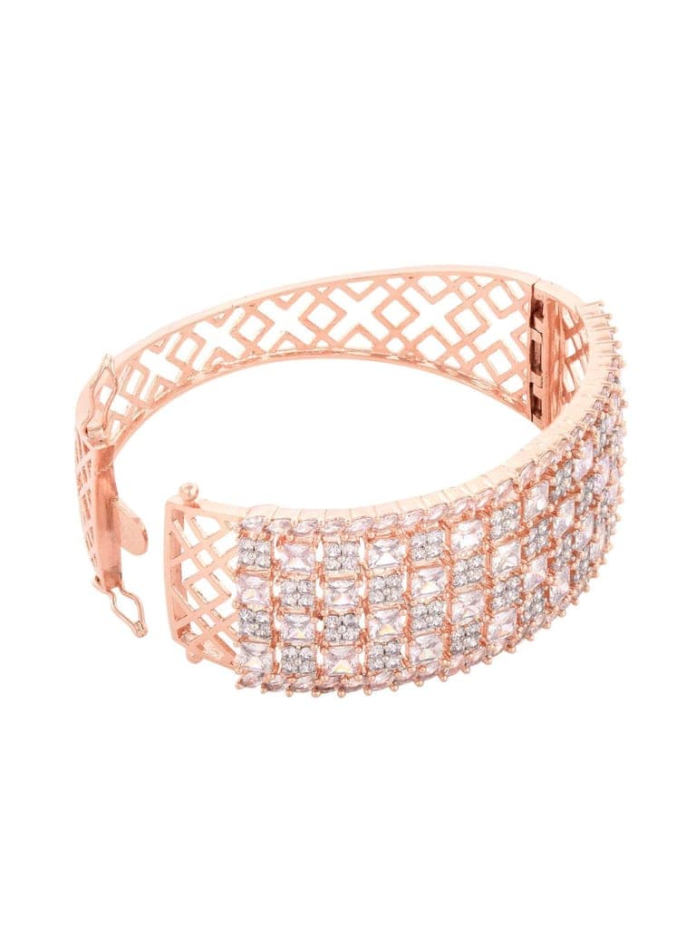 Rose Gold Plated White AD studded Handcrafted Contemporary Barcelet view 5