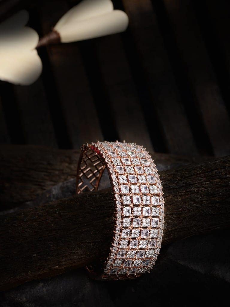 Rose Gold Plated White AD studded Handcrafted Contemporary Barcelet view 9