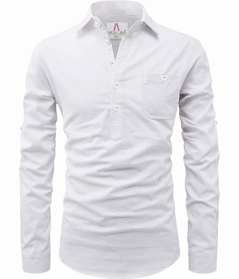 Apektra Peach Cotton Men's Shirt Style Kurta ( Pack of 1 )
