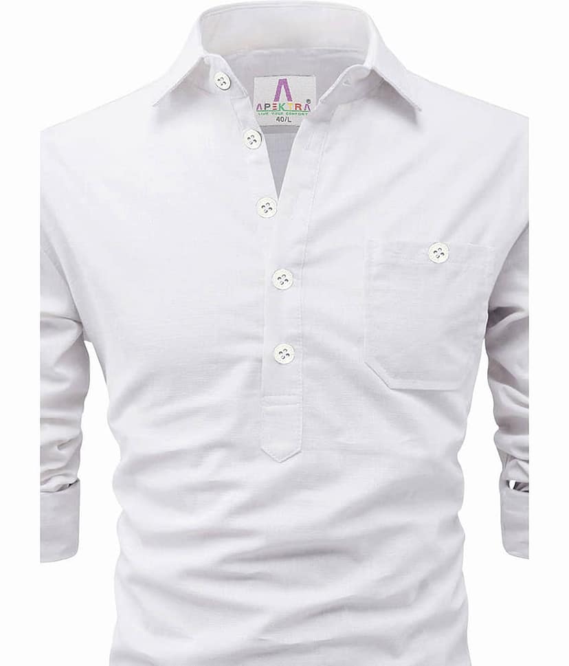 Apektra Peach Cotton Men's Shirt Style Kurta ( Pack of 1 ) view 2