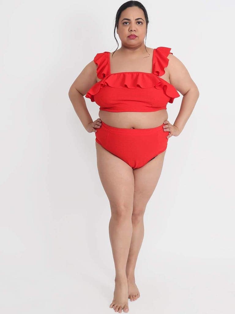 Plus Size 2 Piece Babydoll Bikini Dress For Honeymoon BB51Rd view 4