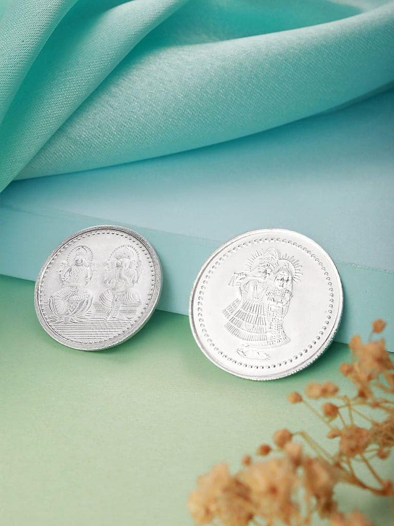 Enchanting Radhe Krishna 10 gram & Maa laxmi & Lord Ganesha 5 gram Silver Coin view 4