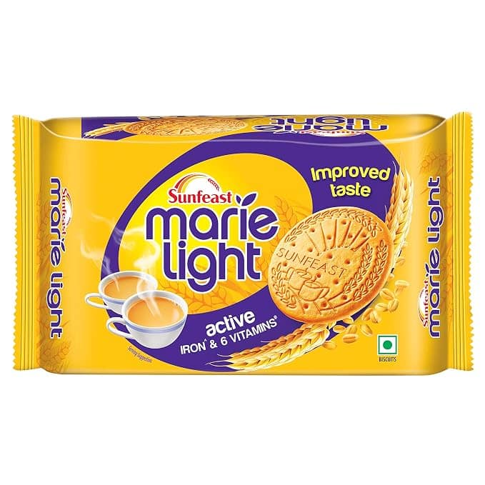 Sunfeast Marie Light Active Biscuits - With Iron & 6 Vitamins, Tea Time Partner, 186 g Pouch