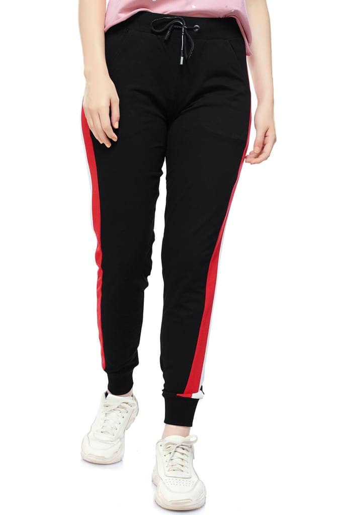 ZEYO Women's Joggers Side Striped Green Regular Fit Track Pant view 2