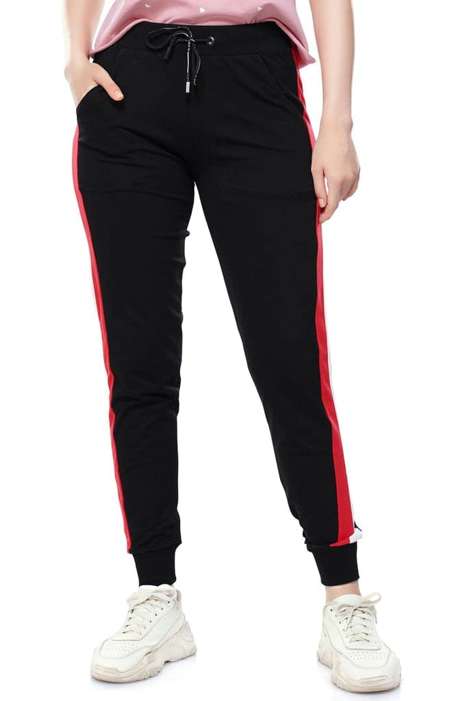 ZEYO Women's Joggers Side Striped Green Regular Fit Track Pant view 5