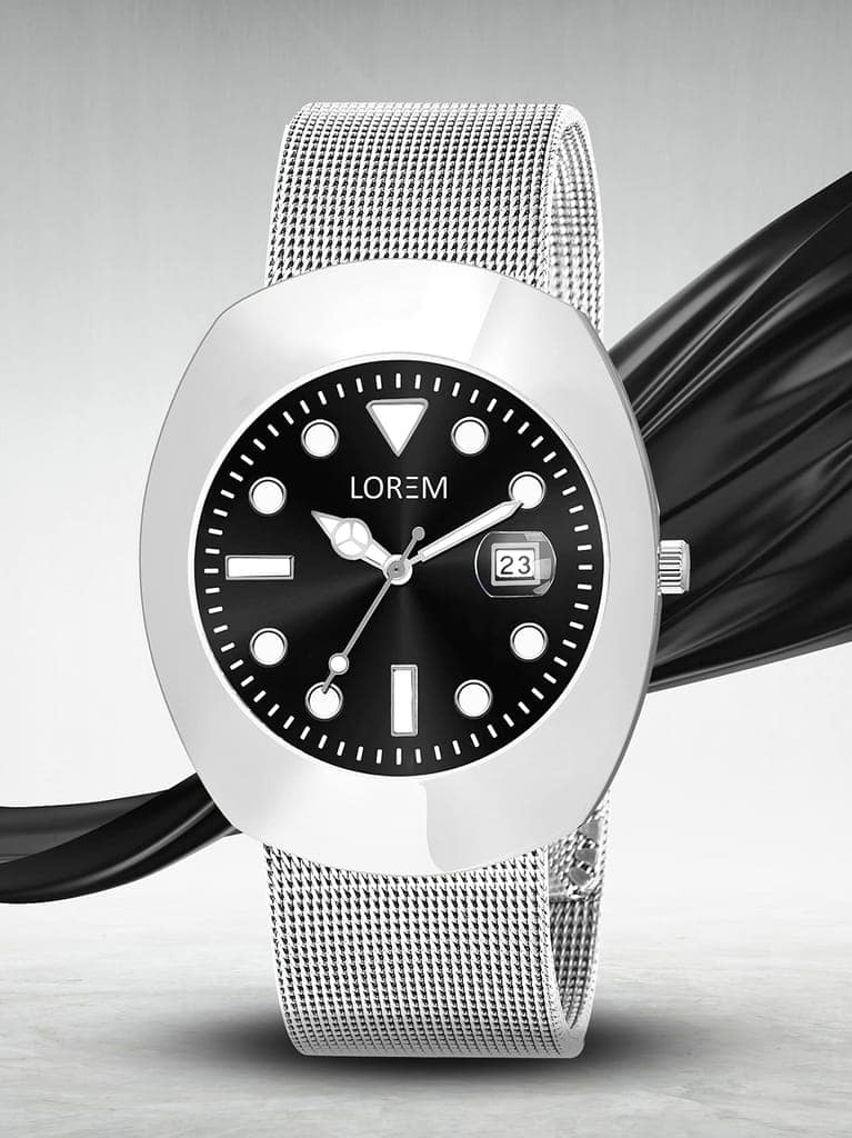 LOREM Silver Intermesh Stainless Steel Strap Analog Watch for Men LR141-UF view 4