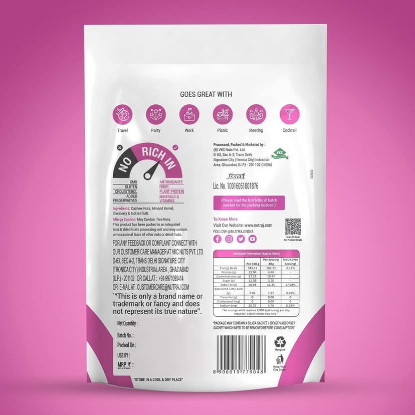 Nutraj Snackrite Cranberry & Nuts Trio Mix 150g view 3