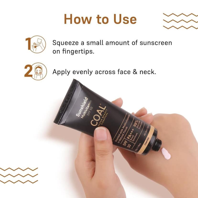 COAL Clean Beauty Sunshield Multivitamin SPF 50 PA+++ Sunscreen with Multivitamins | UVA/UVB, Premature Ageing, Sun Damage & Tanning Protection | Men & Women | All Skin Types | 50g view 5