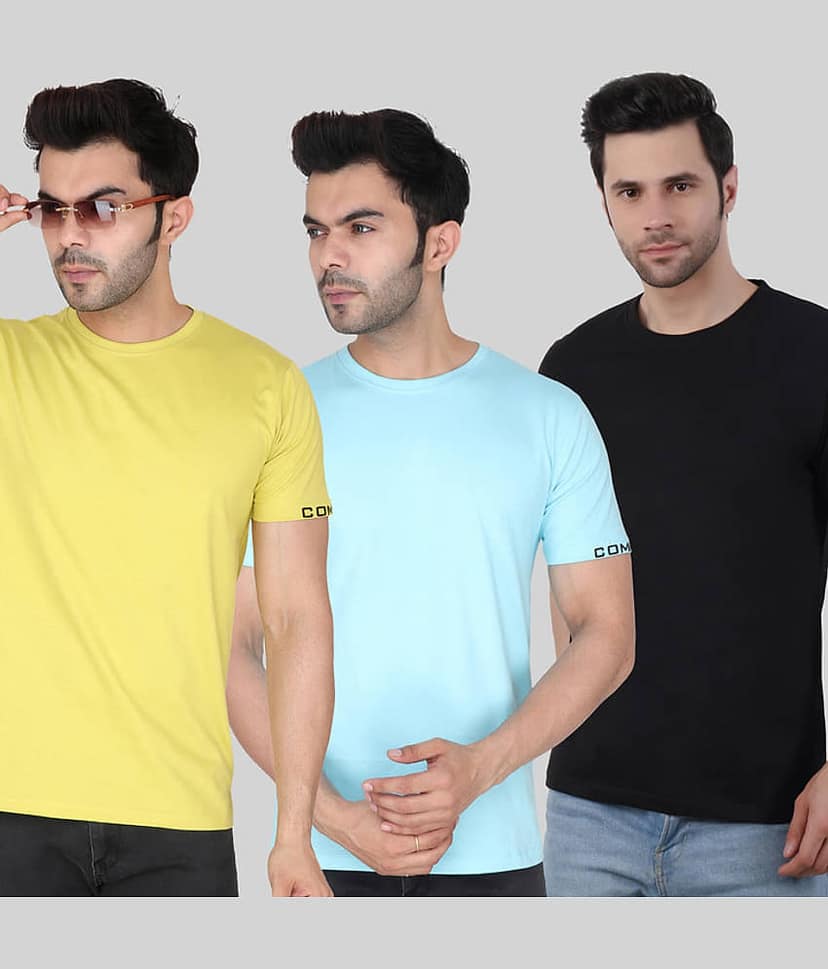 Comey Pack of 3 100% Cotton Regular Fit Men's T-Shirt ( Multicolor )