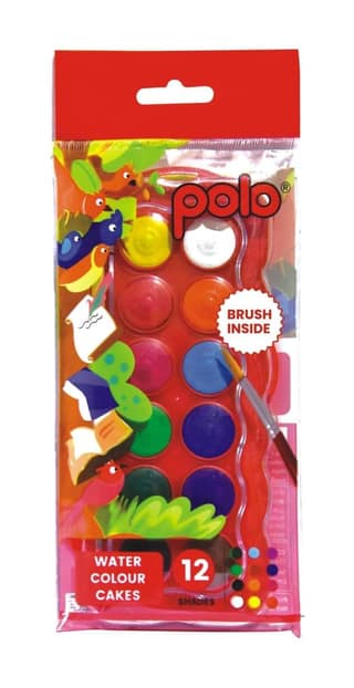 polo Watercolor Cake Set Pack of 2 | 12 Bright & Rich Shades (20mm) | Safe, Non-Toxic & Easy to Use | Ideal for Kids, Artists & School Projects